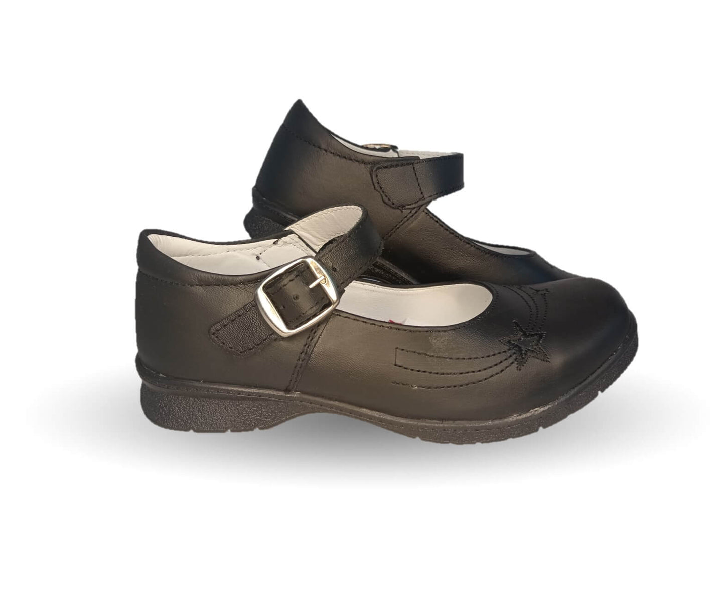Zapato Escolar y Casual de piel con hebilla Brianda 6 Negro para niña