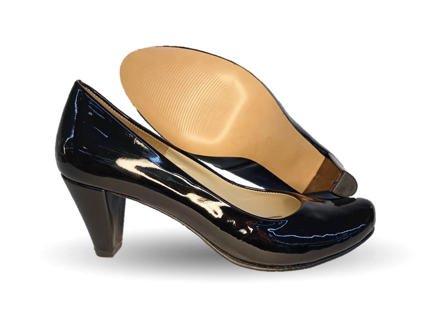 Zapatilla de Vestir tacón medio Paola Calzatura 218 Charol Negro para mujer