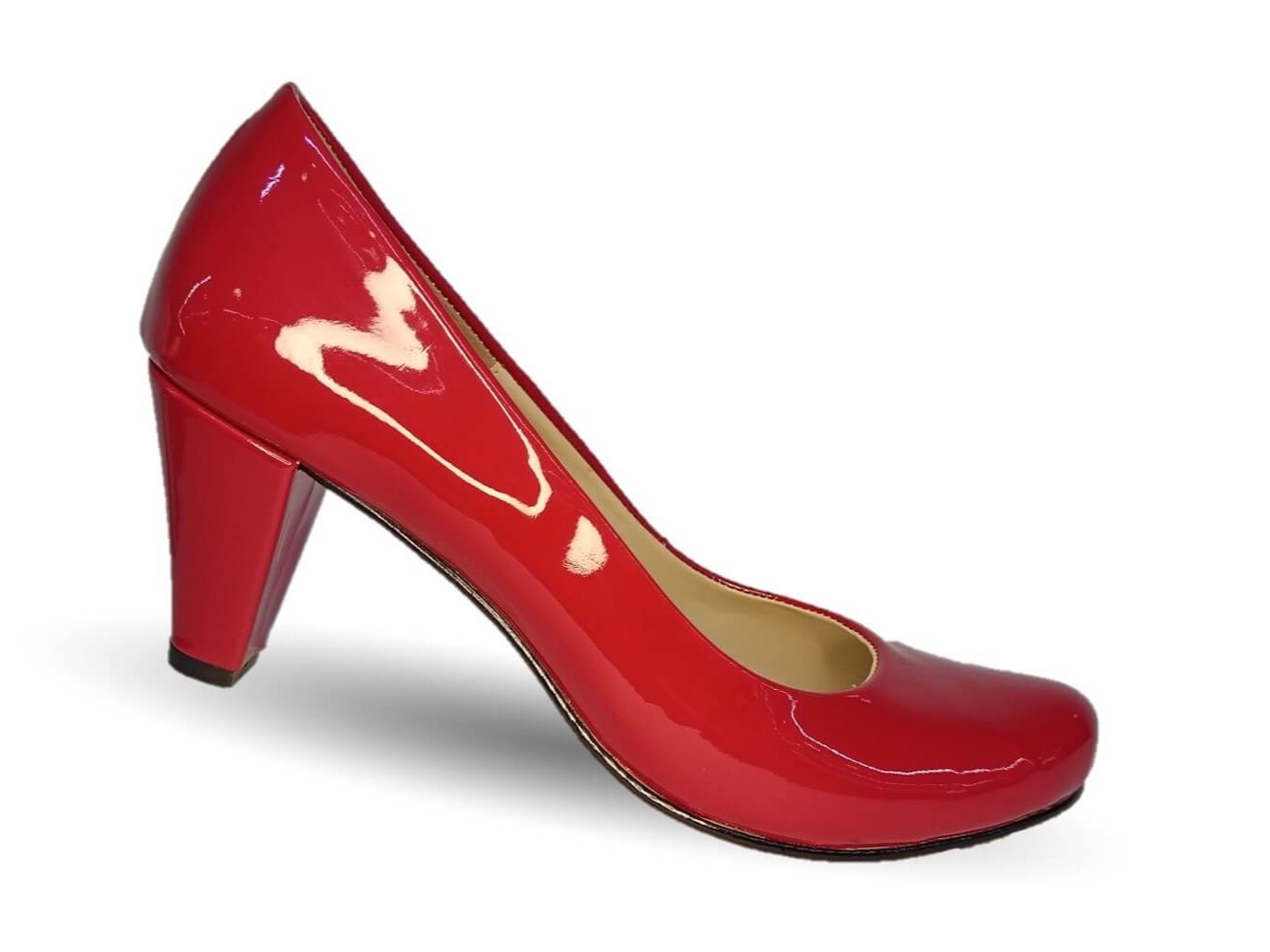 Zapatilla de Vestir tacón medio Paola Calzatura 218 Charol Rojo para mujer