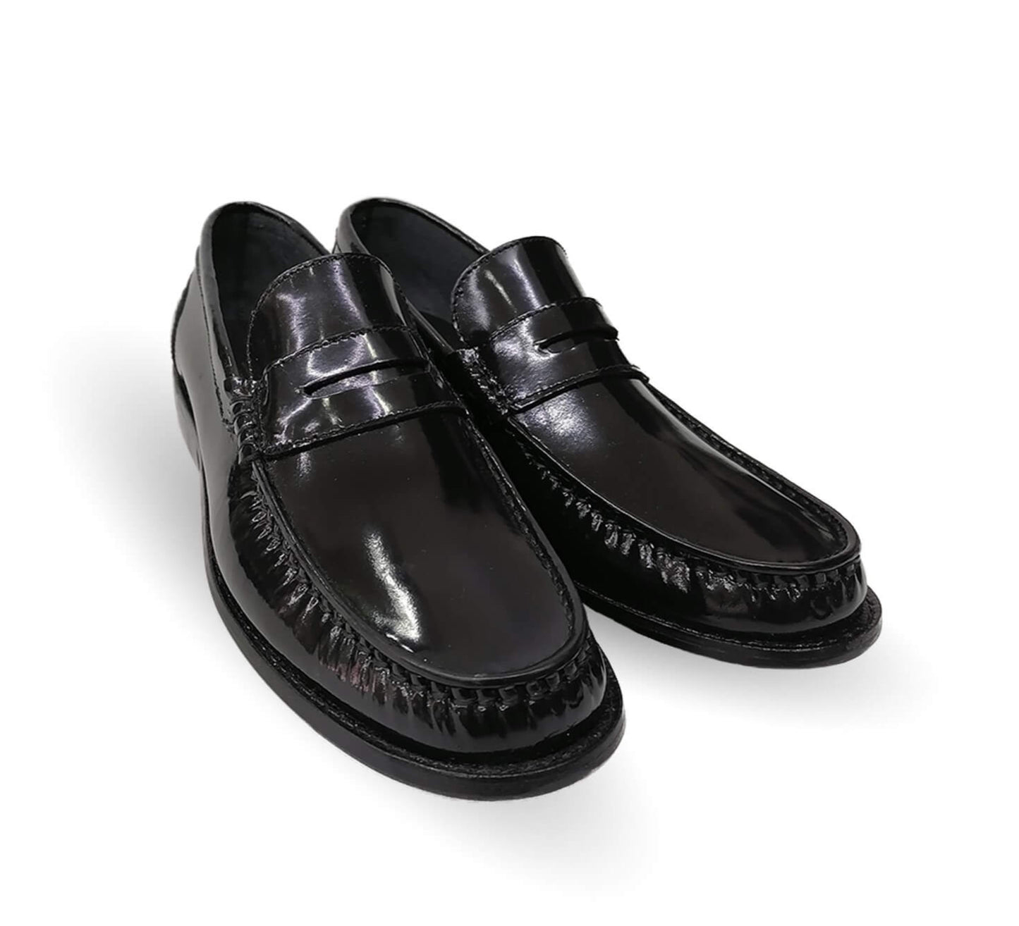 Zapato Casual y de Vestir tipo Mocasín Driver Penny Loafers de piel con suela de cuero Camo 1212 Camaleón Negro para hombre