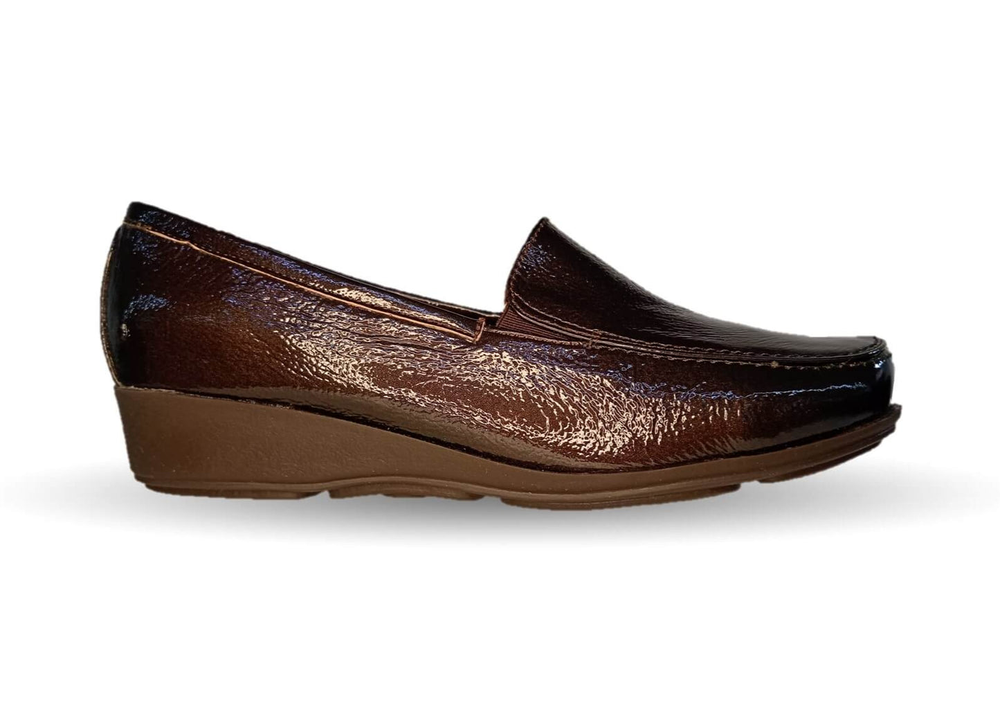 Zapato de Confort y Casual de piel de ternera con Shock Point Capricho 7 Charol Cobalto para mujer