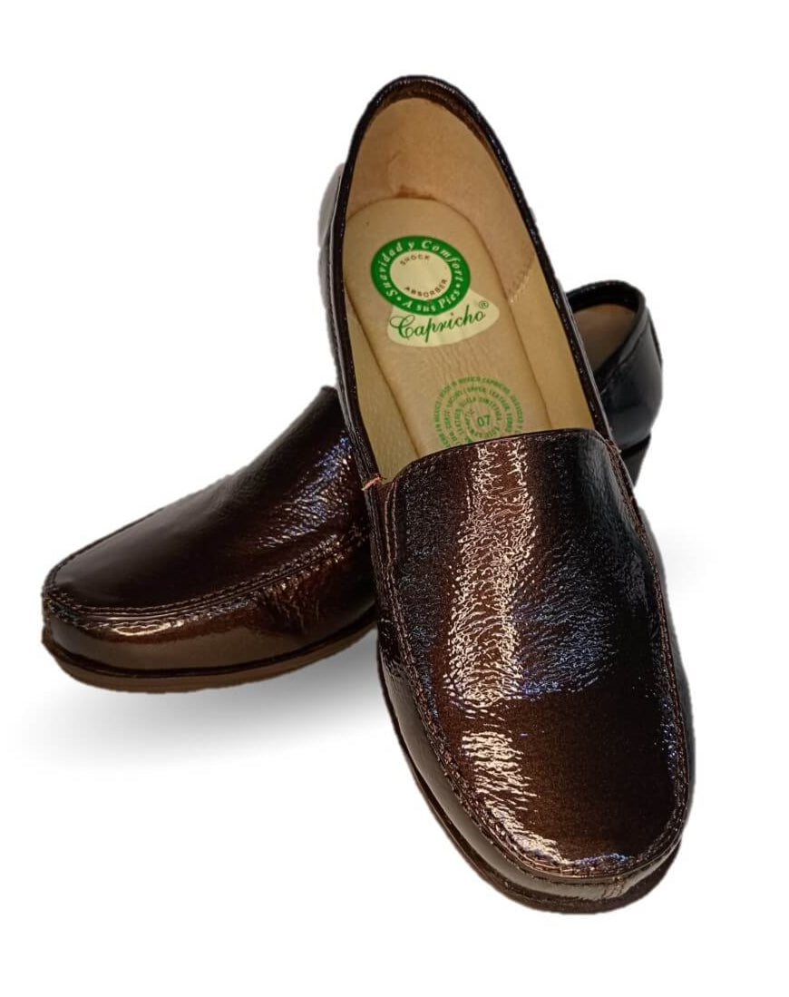 Zapato de Confort y Casual de piel de ternera con Shock Point Capricho 7 Charol Cobalto para mujer
