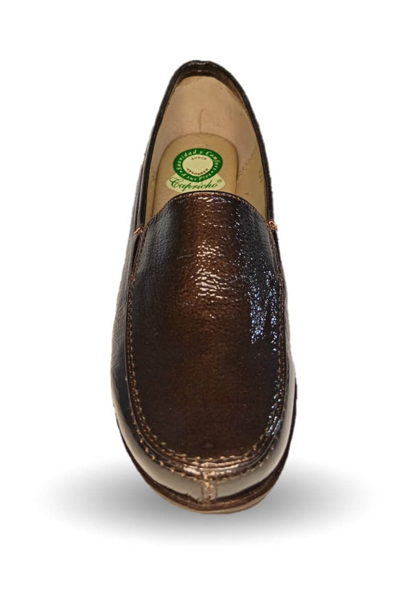 Zapato de Confort y Casual de piel de ternera con Shock Point Capricho 7 Charol Cobalto para mujer