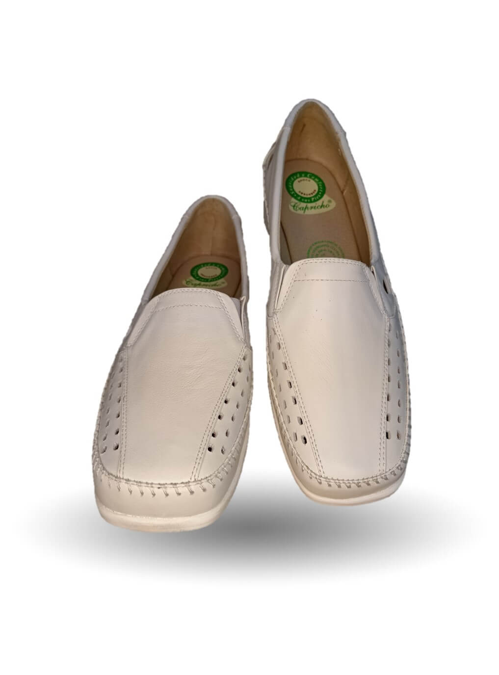 Zapato de Confort y Casual abierto de piel de ternera con Shock Point Capricho 15020 Blanco para mejorar