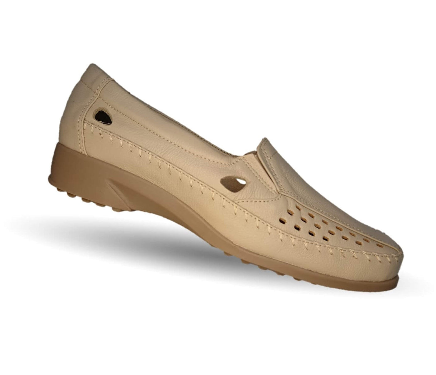 Zapato de Confort y Casual abierto de piel de ternera con Shock Point Capricho 15020 Hueso para mujer