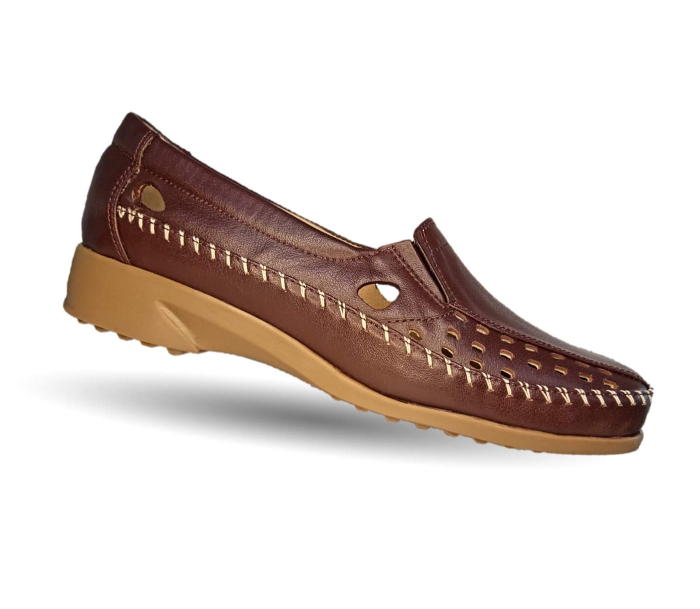 Zapato de Confort y Casual abierto de piel de ternera con Shock Point Capricho 15020 Vino para mujer