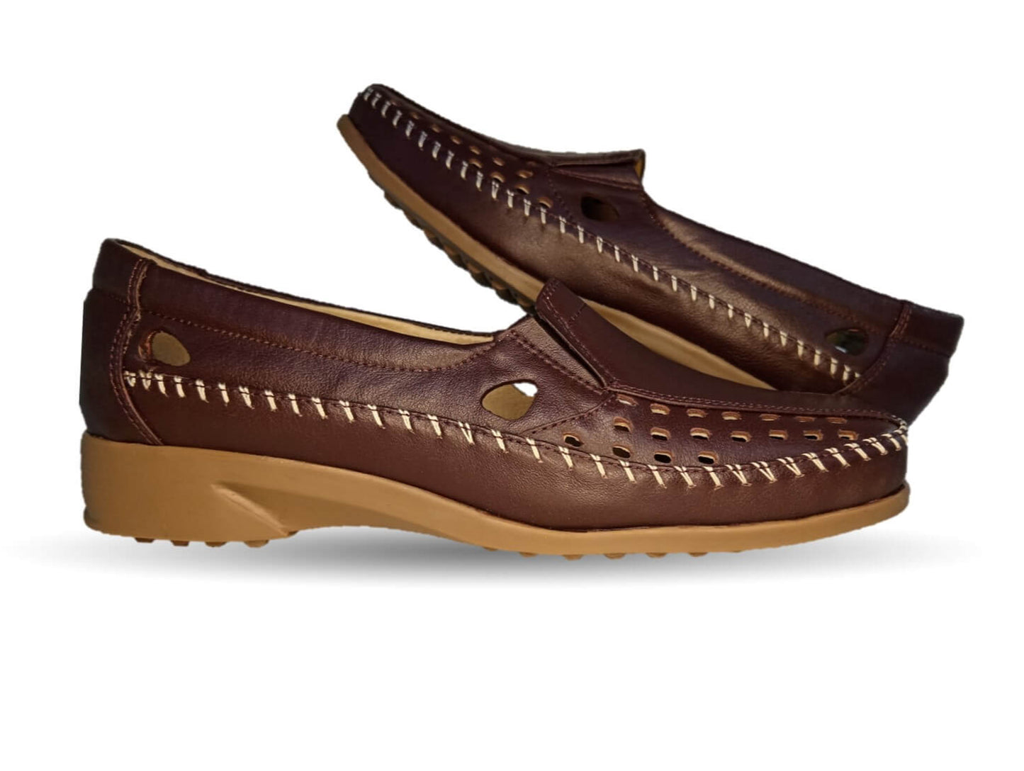 Zapato de Confort y Casual abierto de piel de ternera con Shock Point Capricho 15020 Vino para mujer