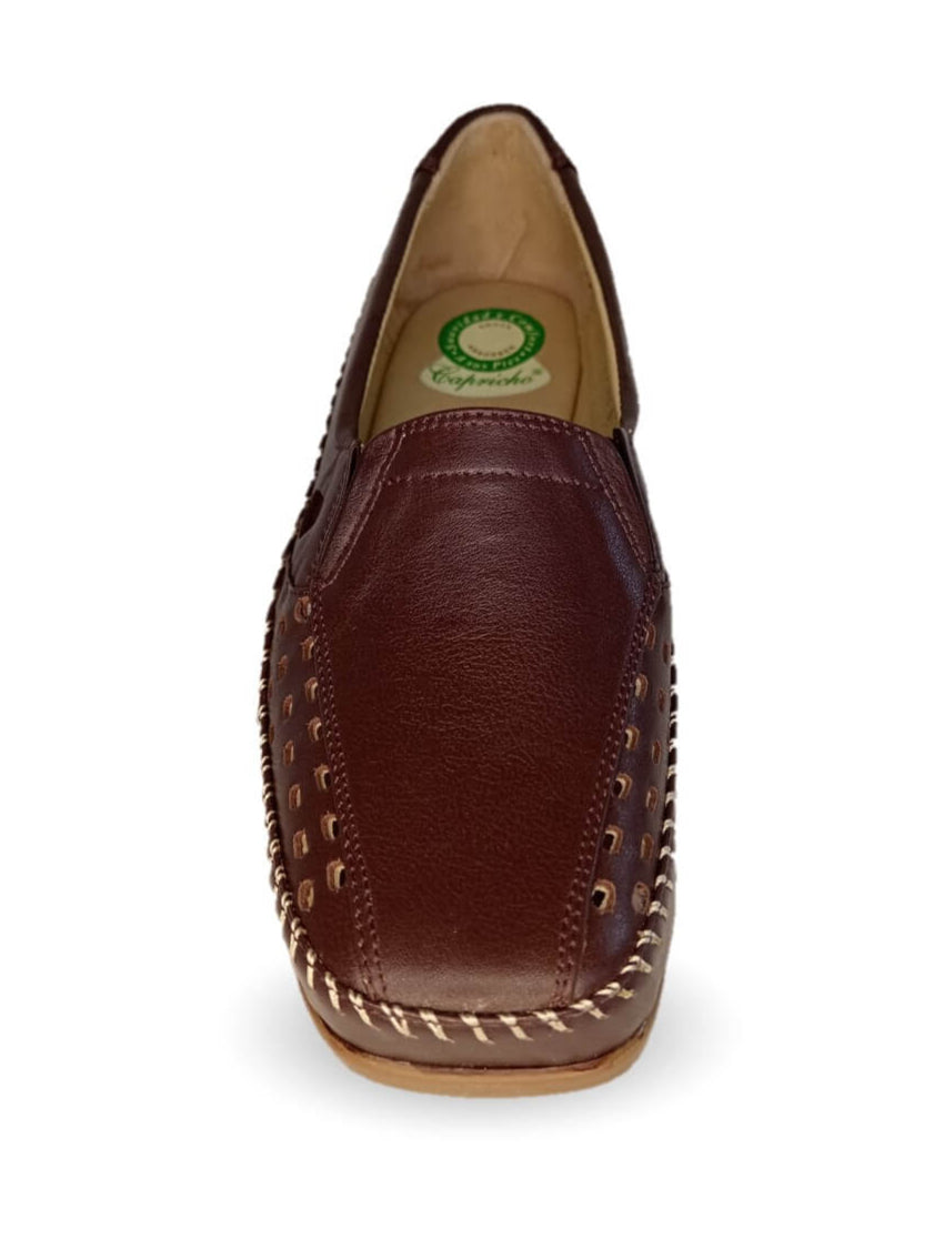 Zapato de Confort y Casual abierto de piel de ternera con Shock Point Capricho 15020 Vino para mujer