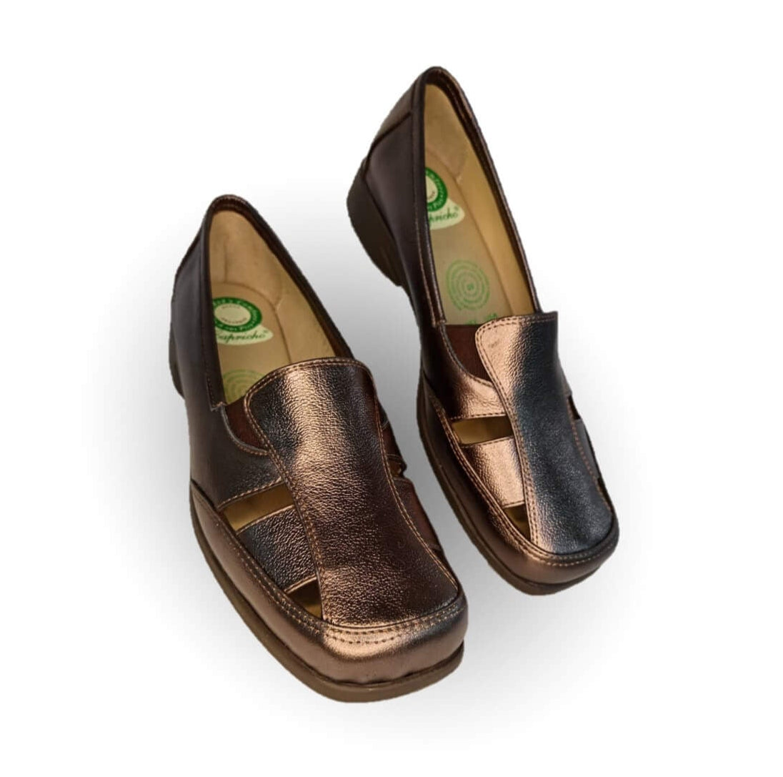 Zapato de Confort y Casual abierto de piel de ternera con Shock Point Capricho 15102 Fit Imán para mujer