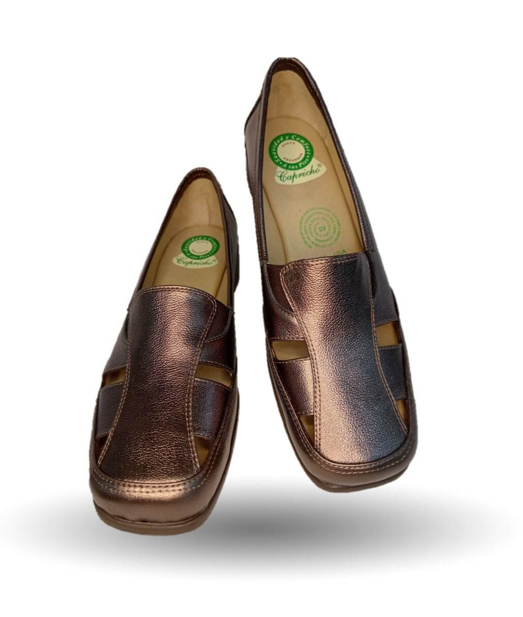 Zapato de Confort y Casual abierto de piel de ternera con Shock Point Capricho 15102 Fit Imán para mujer
