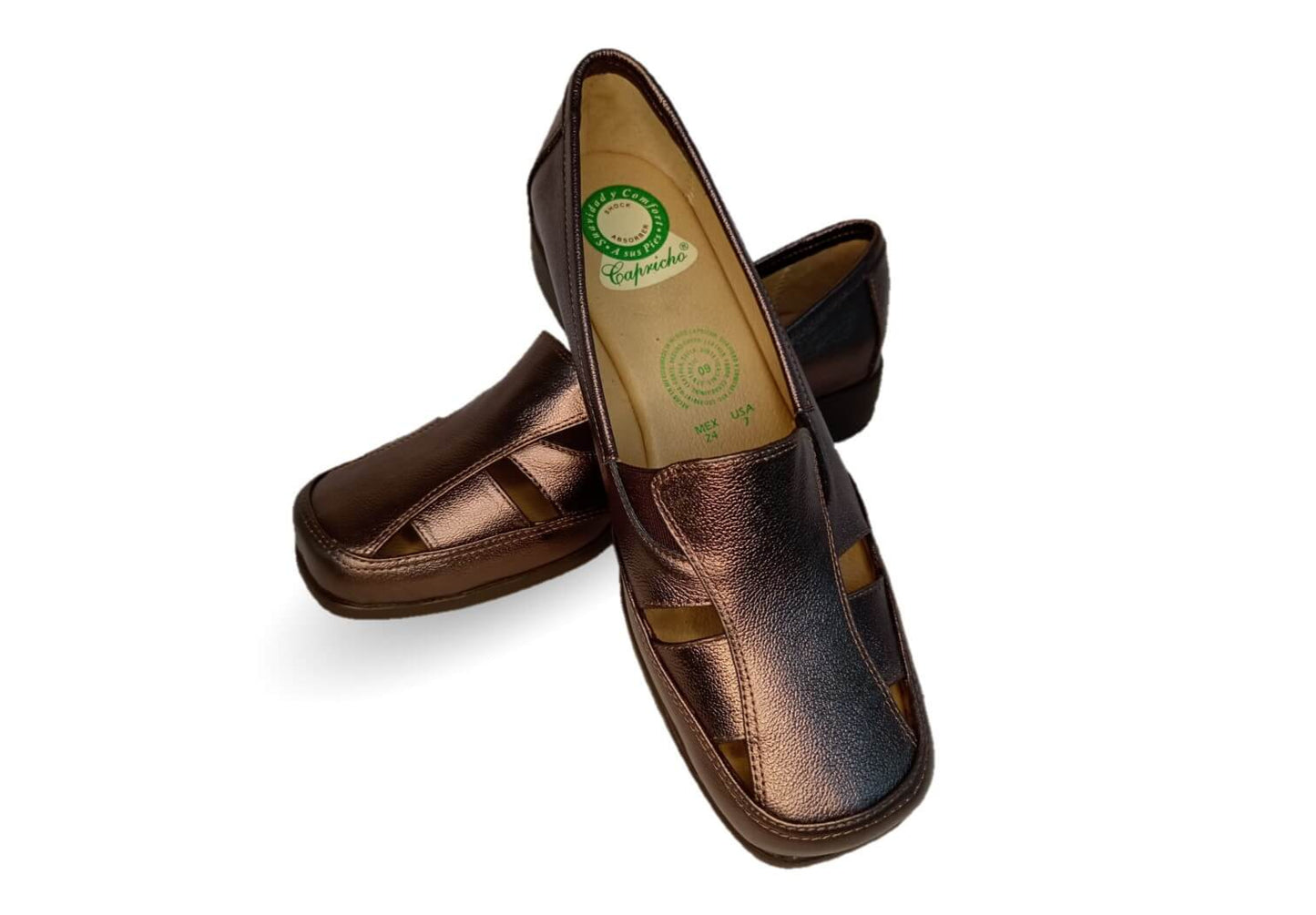 Zapato de Confort y Casual abierto de piel de ternera con Shock Point Capricho 15102 Fit Imán para mujer