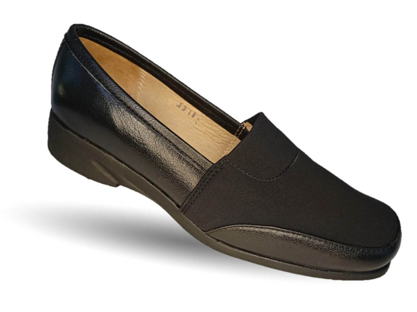 Zapato de Confort y Casual de piel de ternera con Shock Point Capricho 1516 Negro para mujer