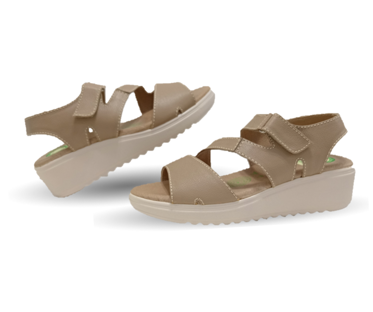 Sandalia de Confort de piel de ternera con Shock Point Capricho 70054 Nude para mujer