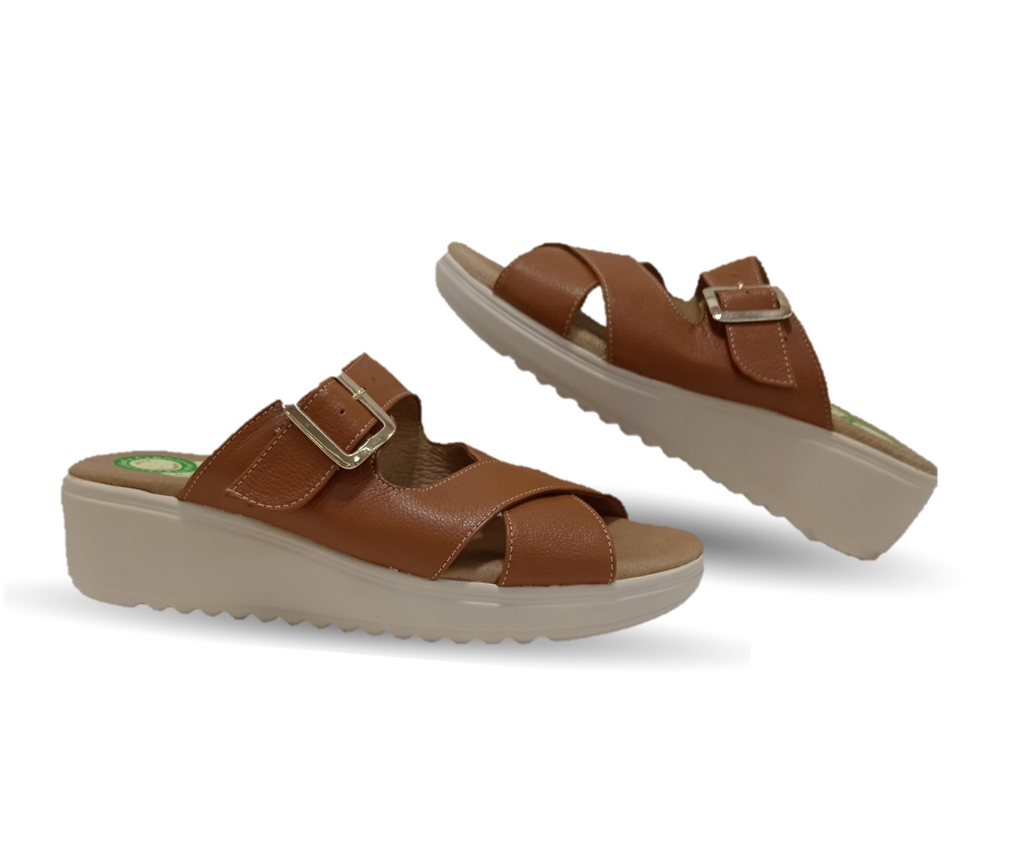 Sandalia de Confort de piel de ternera con Shock Point Capricho 70055 Brandy para mujer