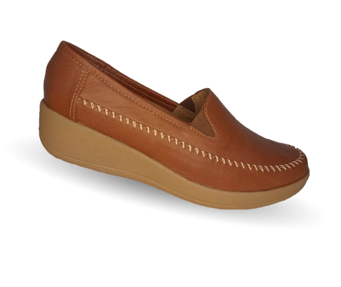 Zapato de Confort y Casual de piel de ternera con Shock Point Capricho 73014 Brandy para mujer