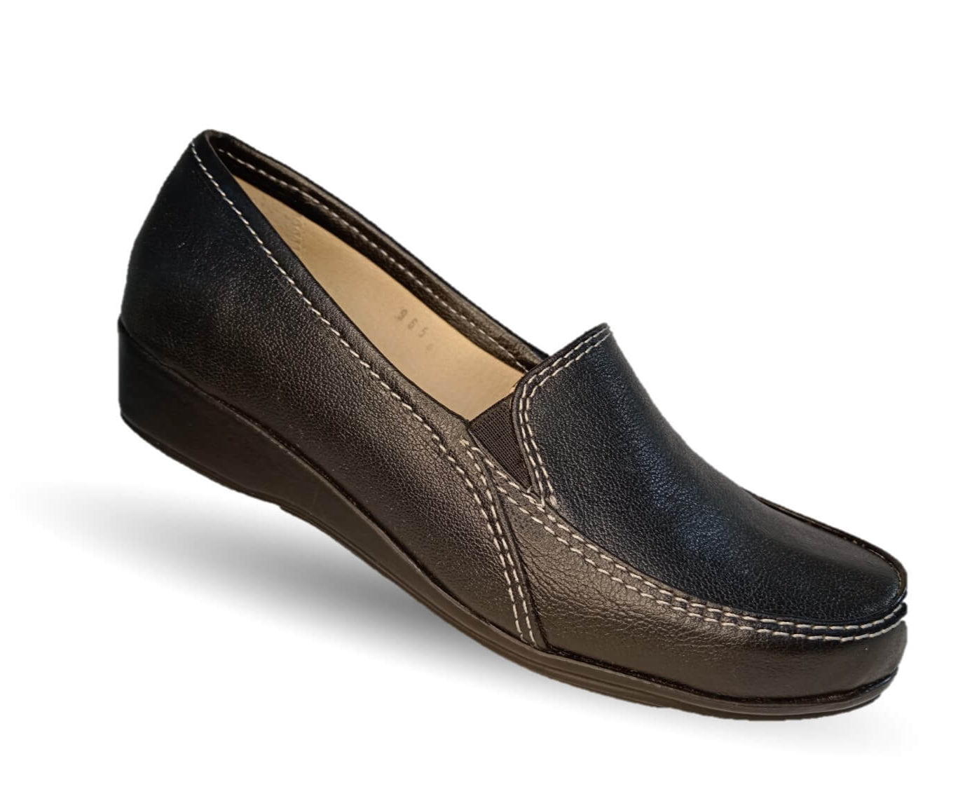 Zapato de Confort y Casual de piel de ternera con Shock Point Capricho 965 Negro para mujer