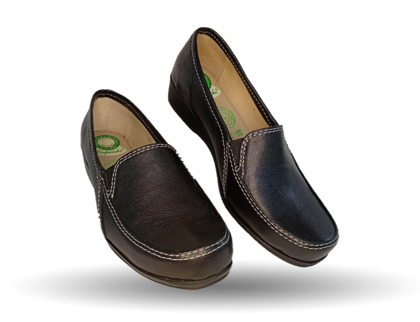 Zapato de Confort y Casual de piel de ternera con Shock Point Capricho 965 Negro para mujer