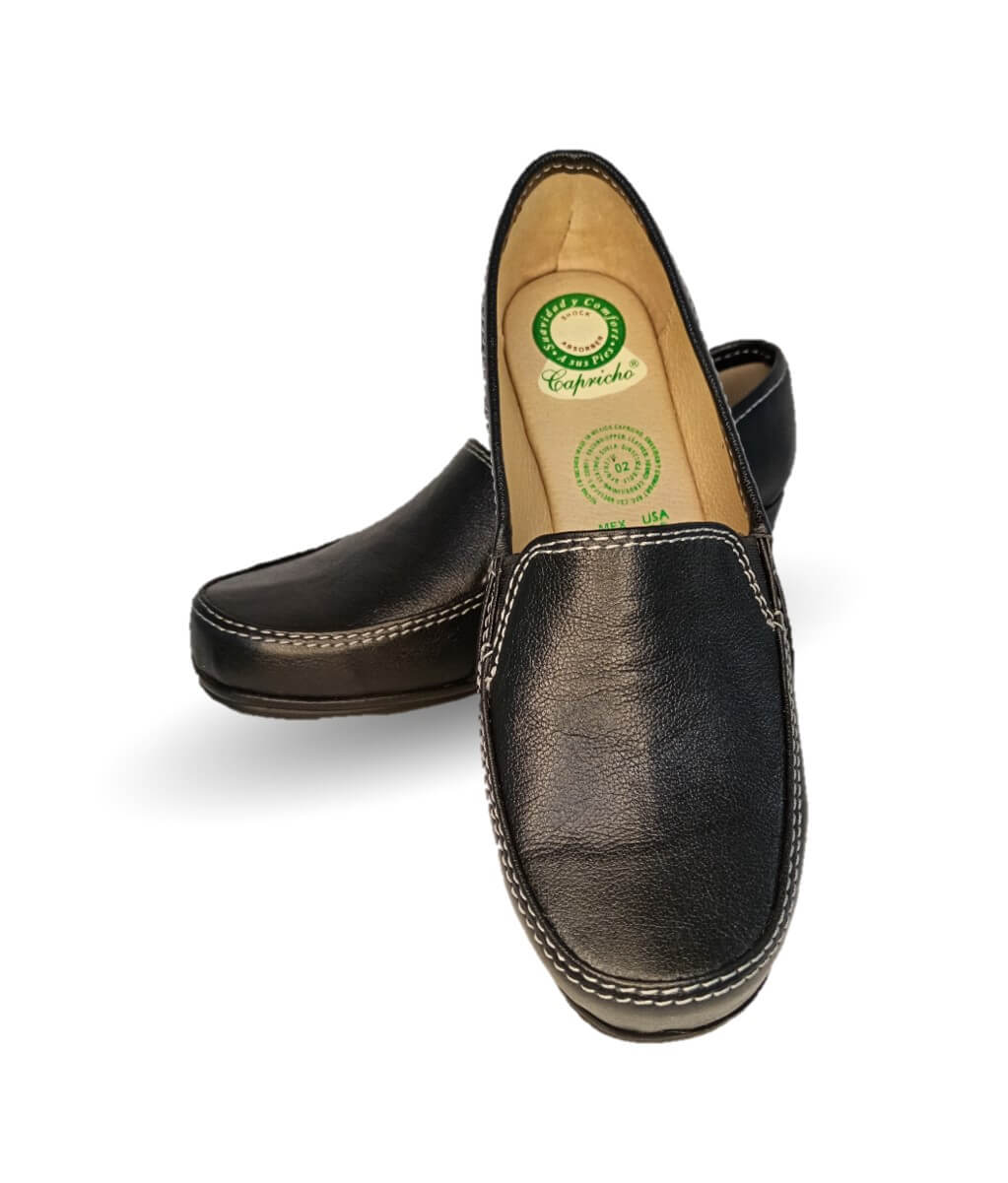 Zapato de Confort y Casual de piel de ternera con Shock Point Capricho 965 Negro para mujer