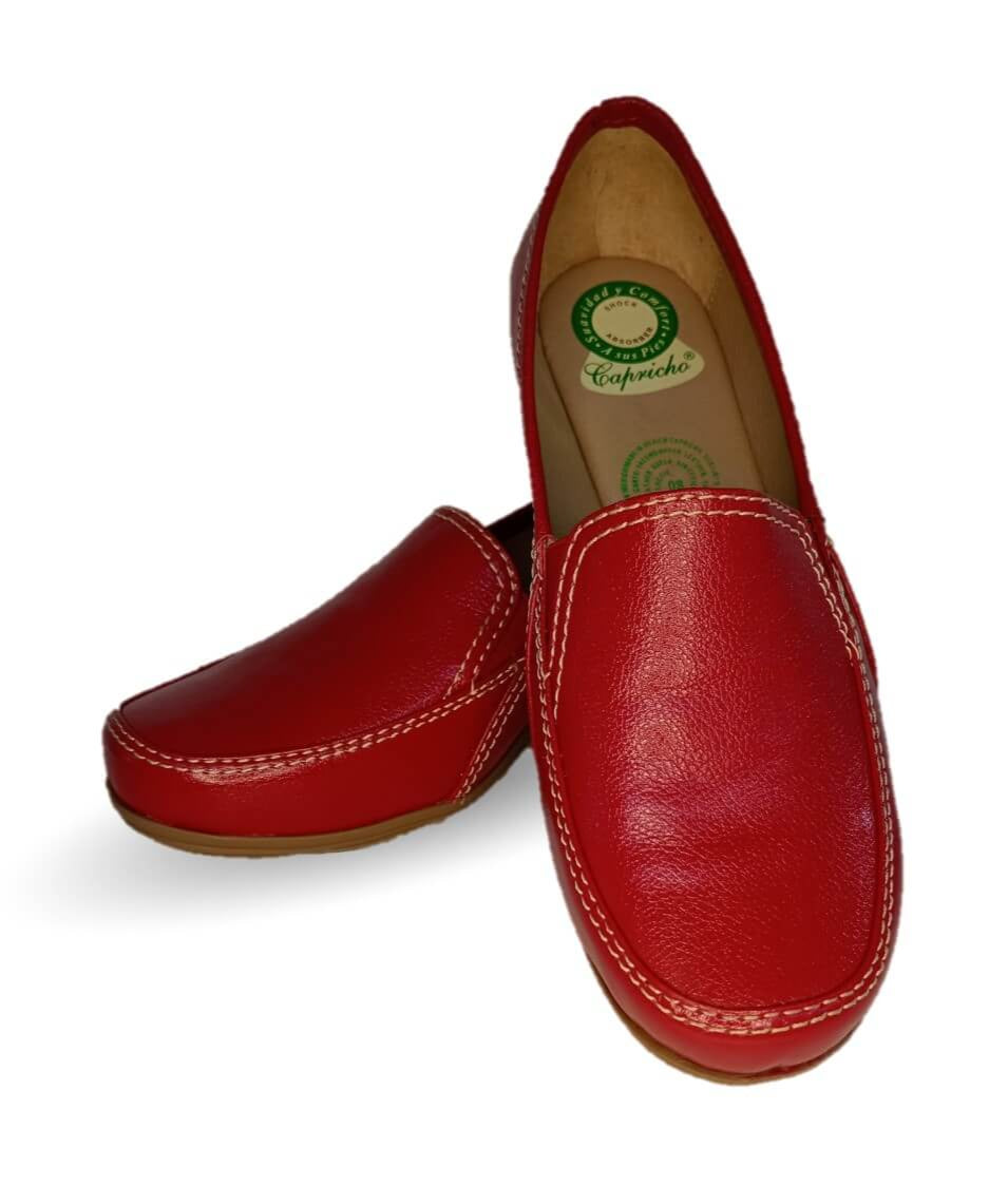 Zapato de Confort y Casual de piel de ternera con Shock Point Capricho 965 Rojo para mujer