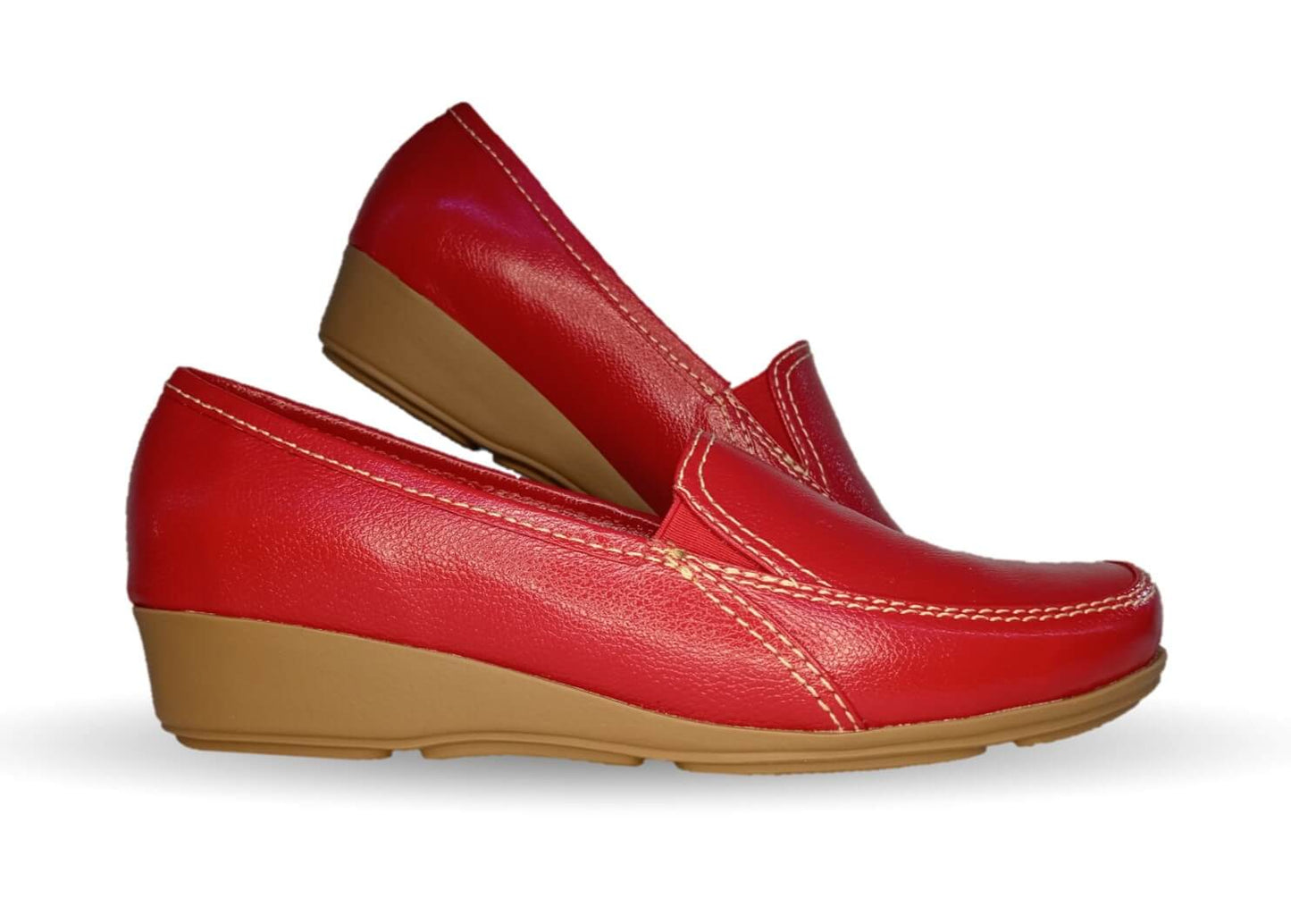 Zapato de Confort y Casual de piel de ternera con Shock Point Capricho 965 Rojo para mujer