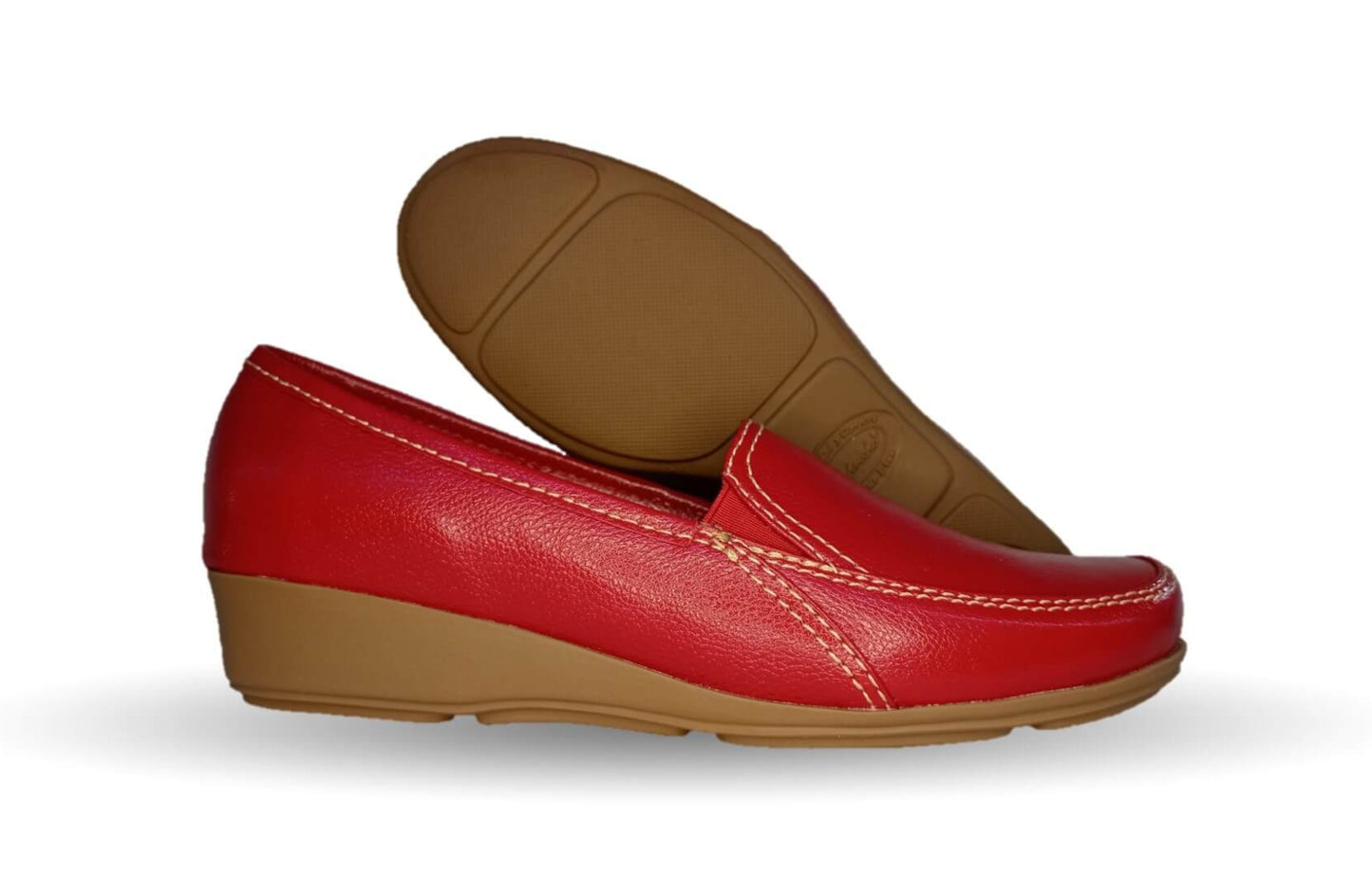 Zapato de Confort y Casual de piel de ternera con Shock Point Capricho 965 Rojo para mujer