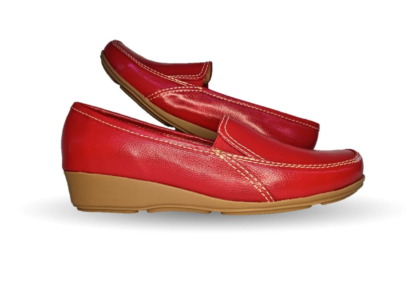 Zapato de Confort y Casual de piel de ternera con Shock Point Capricho 965 Rojo para mujer