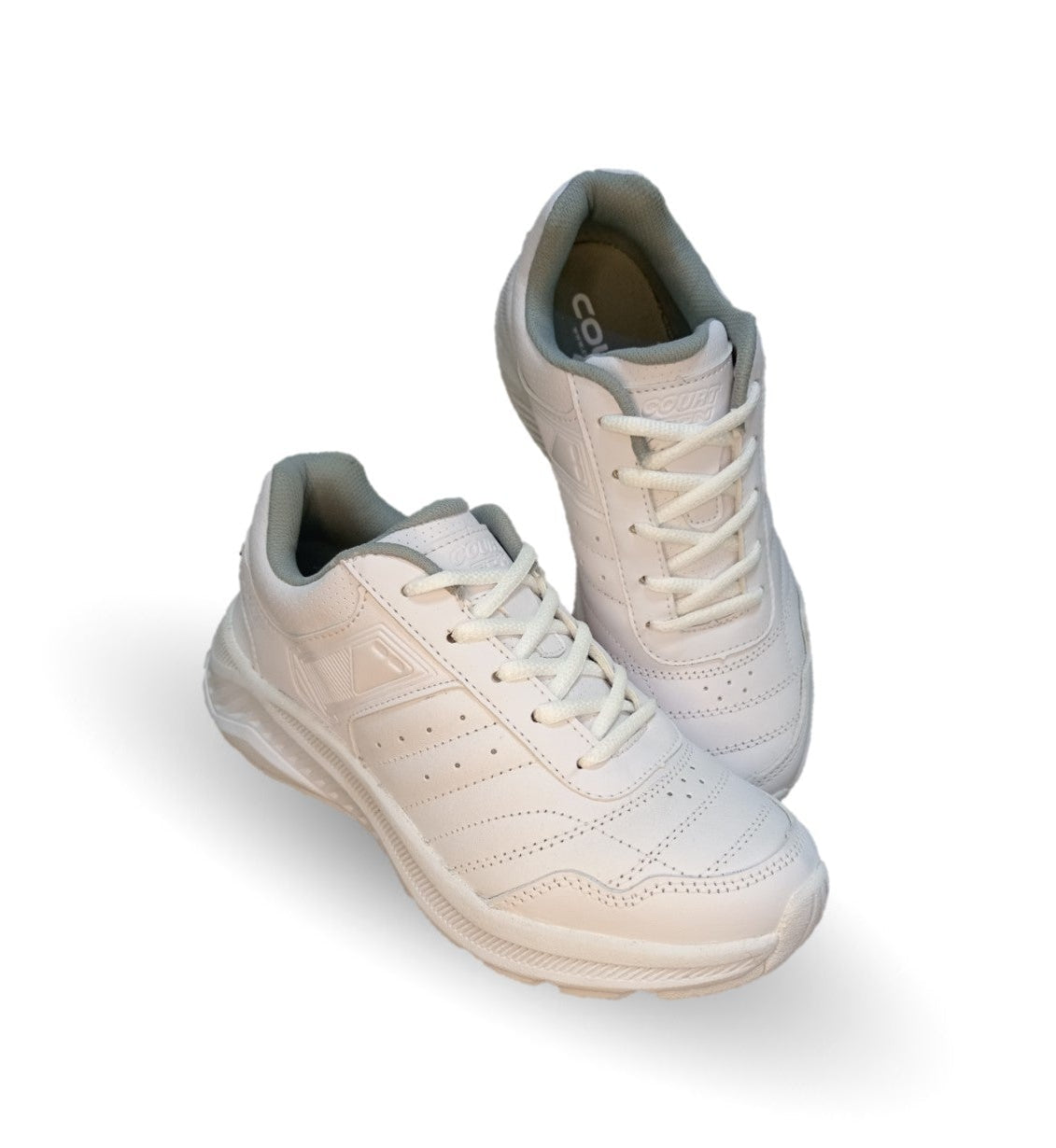 Tenis Deportivo de piel Court 2957 Blanco/Blanco Unisex para hombre y mujer