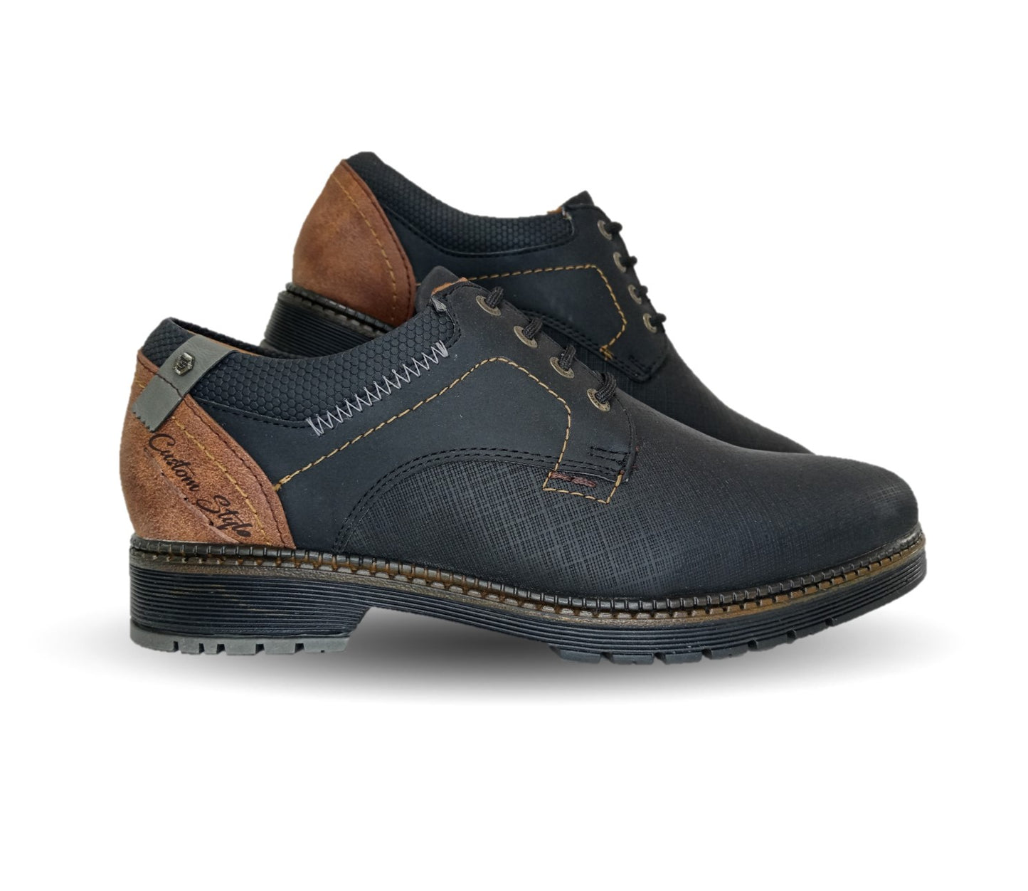 Zapato Casual Custom 3856 Negro/Camel para hombre