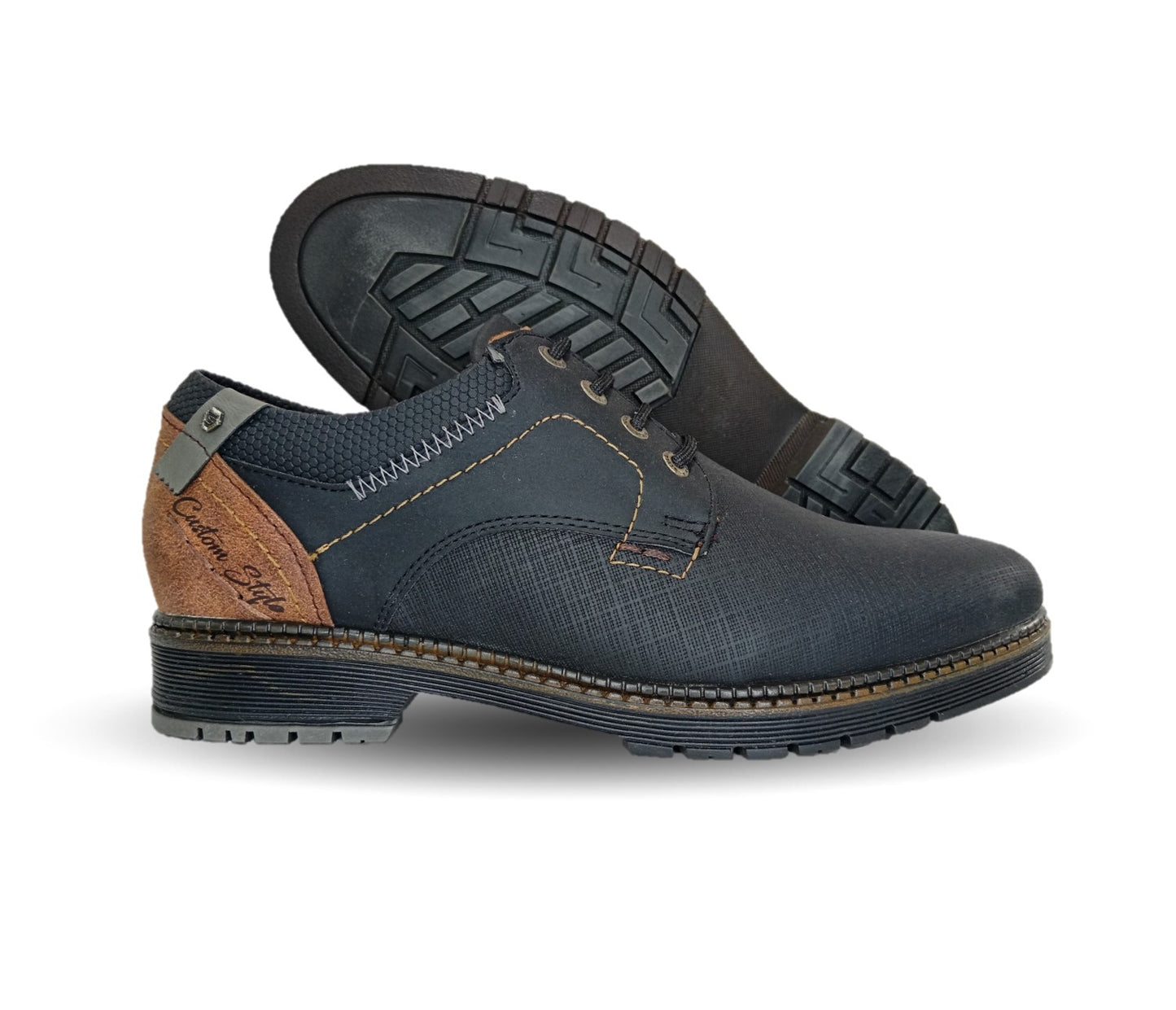Zapato Casual Custom 3856 Negro/Camel para hombre
