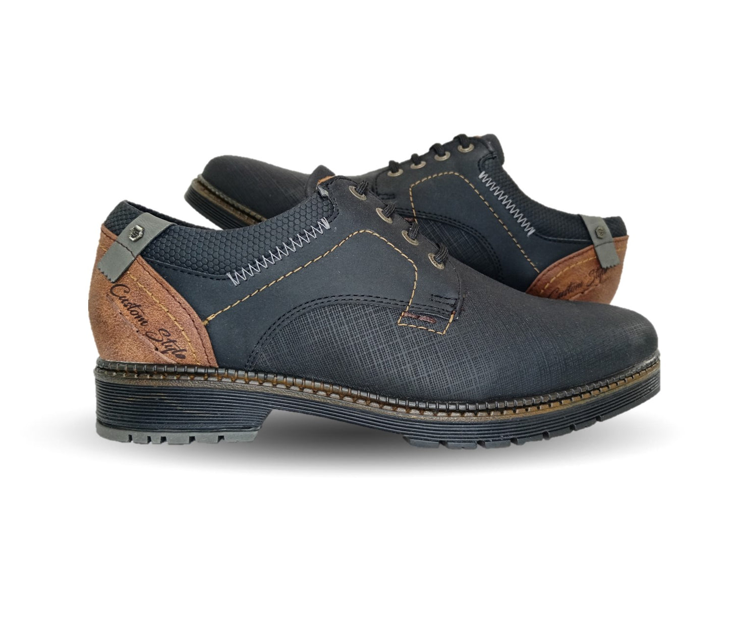 Zapato Casual Custom 3856 Negro/Camel para hombre