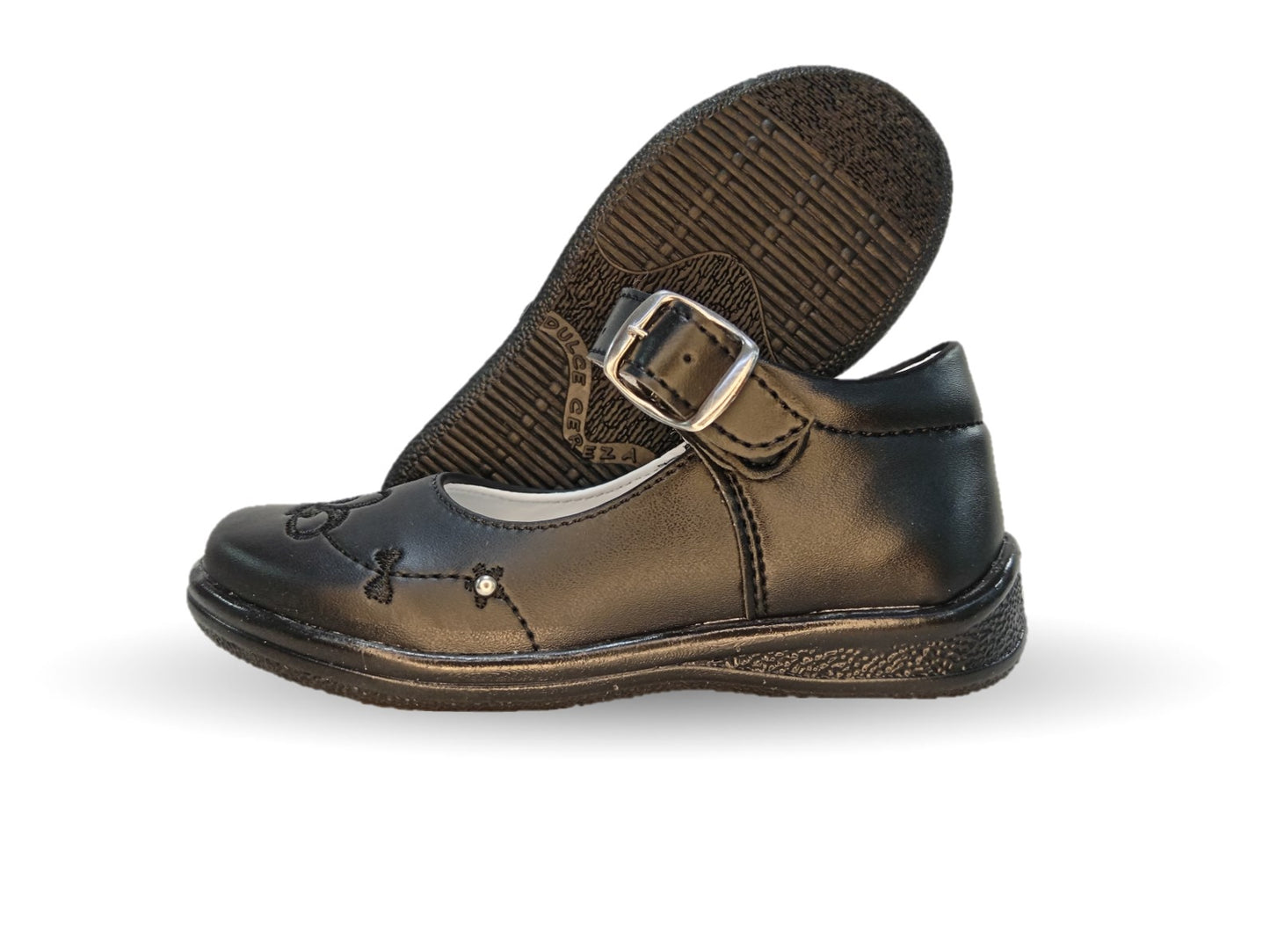Zapato Escolar y Casual con hebilla Dulce Cereza 607 Negro para niña