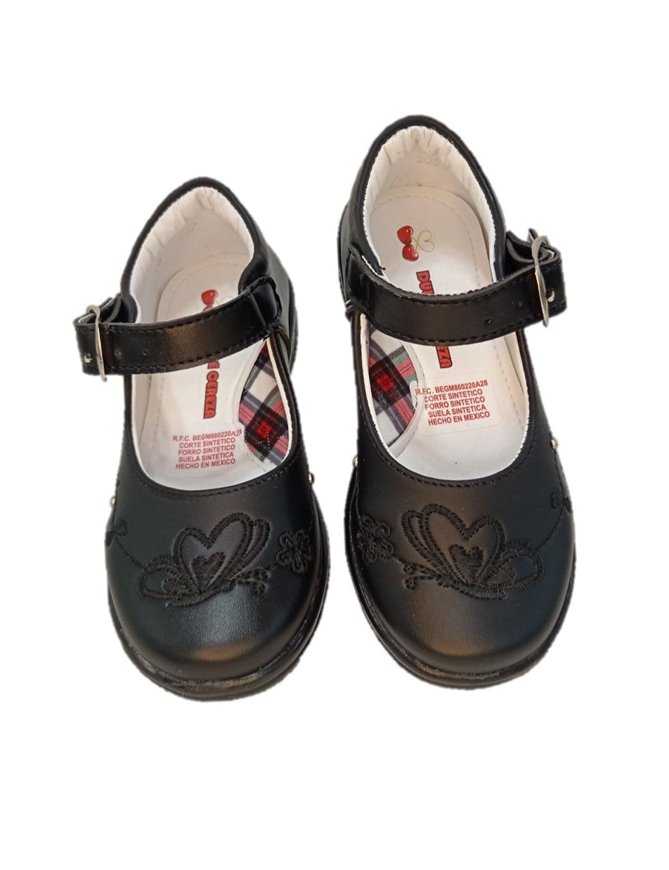 Zapato Escolar y Casual con hebilla Dulce Cereza 607 Negro para niña