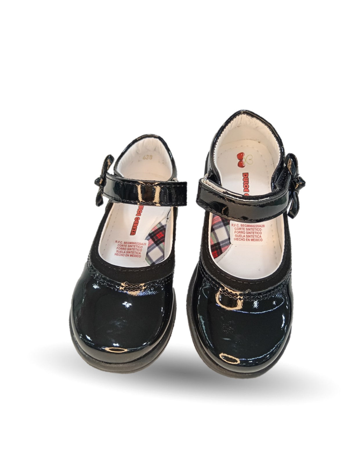 Zapato Escolar y Casual con contactel Dulce Cereza 638 Charol Negro para niña
