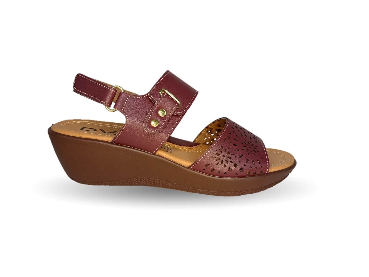 Sandalia con cuña mediana Dva 22313 Merlot para mujer