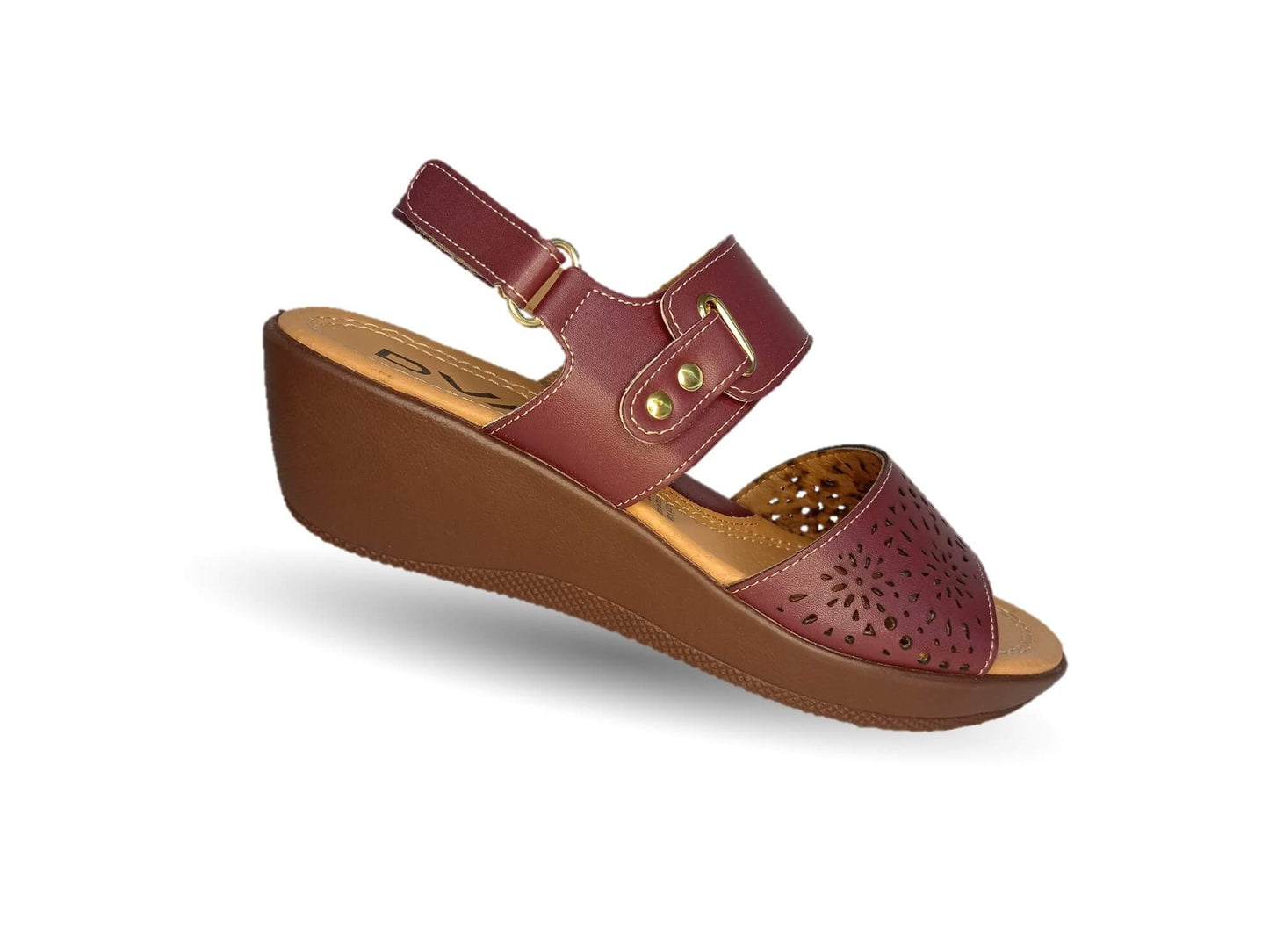 Sandalia con cuña mediana Dva 22313 Merlot para mujer