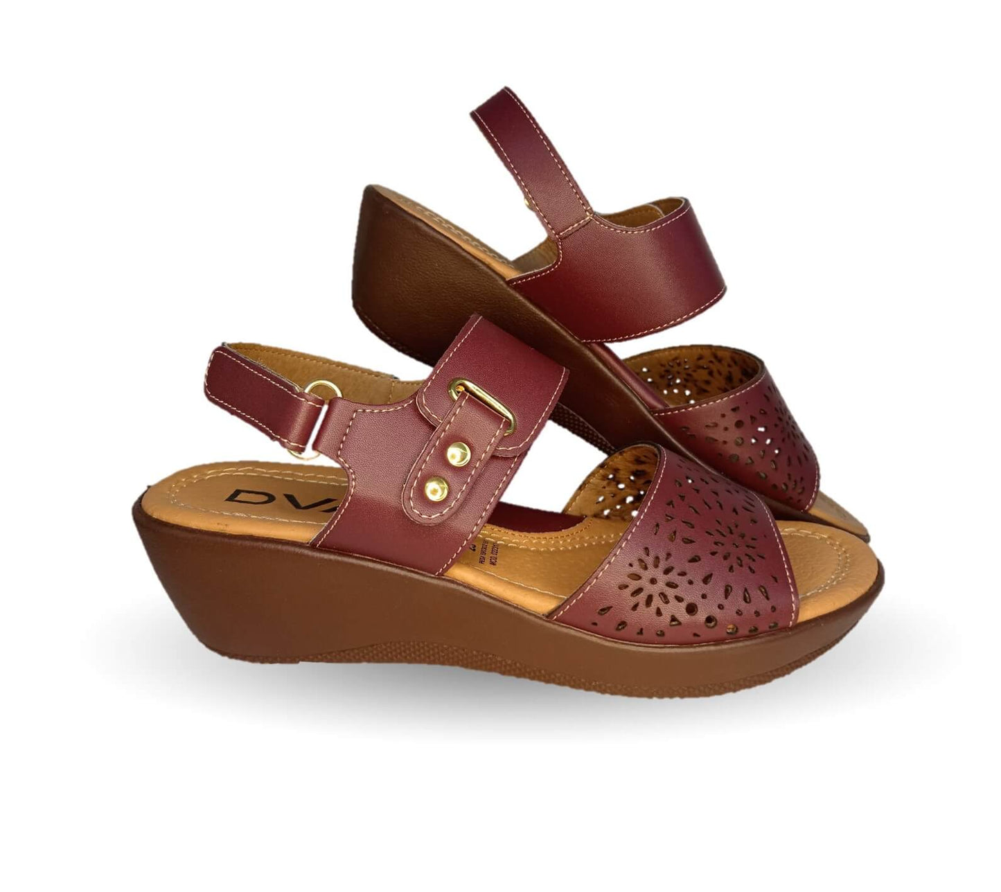 Sandalia con cuña mediana Dva 22313 Merlot para mujer