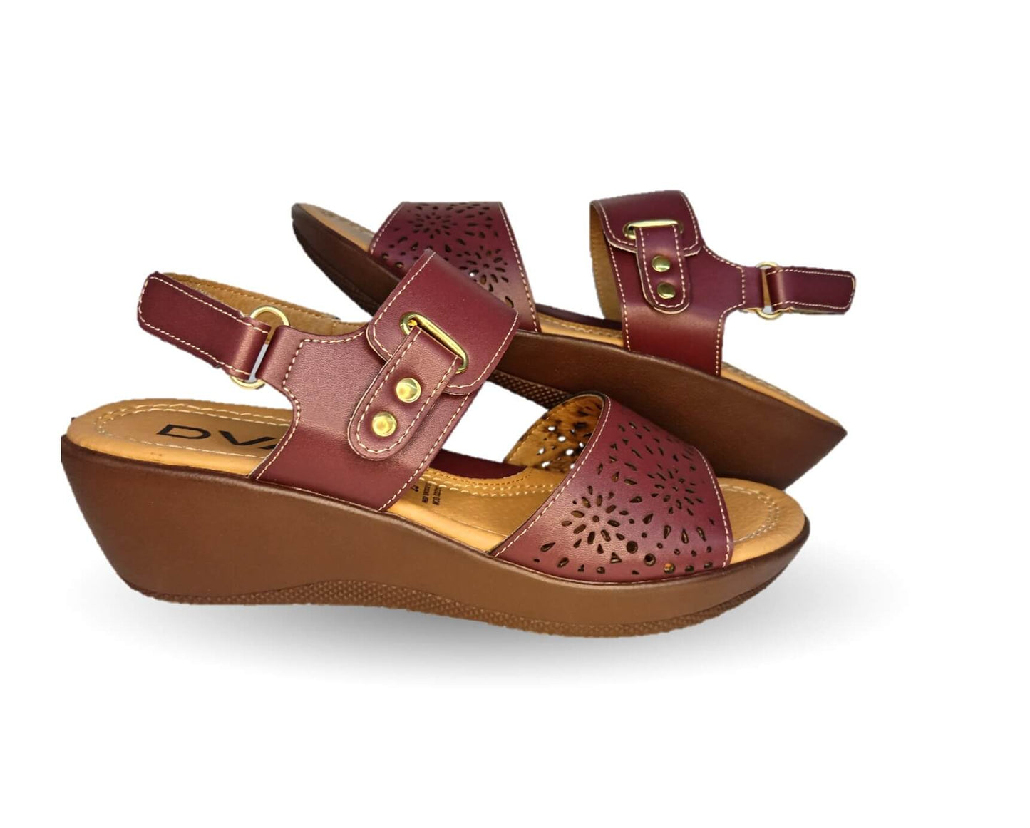 Sandalia con cuña mediana Dva 22313 Merlot para mujer
