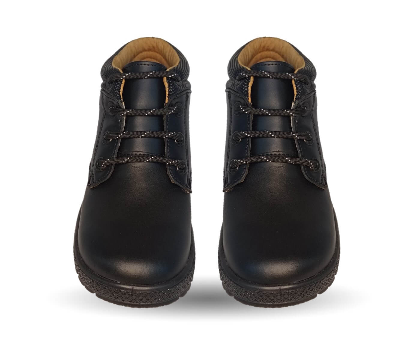 Zapato Escolar tipo Bota de piel con agujetas Fef 4032 Negro para niño