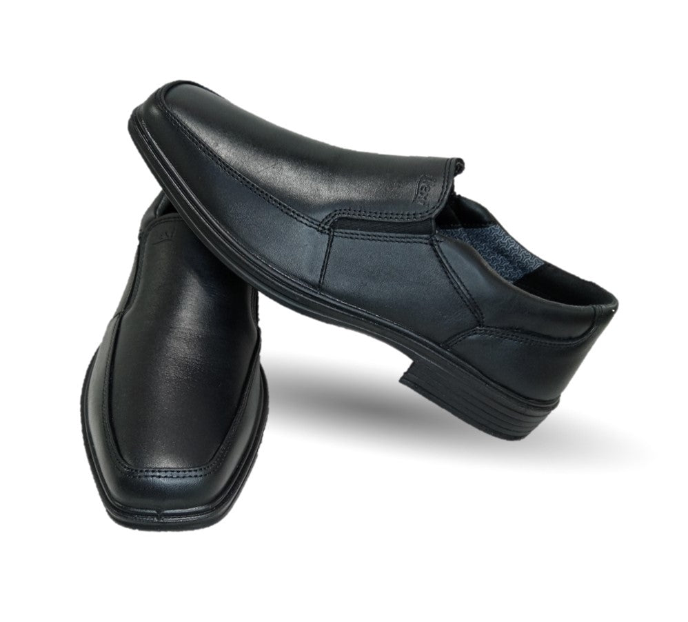 Zapato de Confort y Semivestir de piel con Shock Point Flexi 406409 Negro para hombre