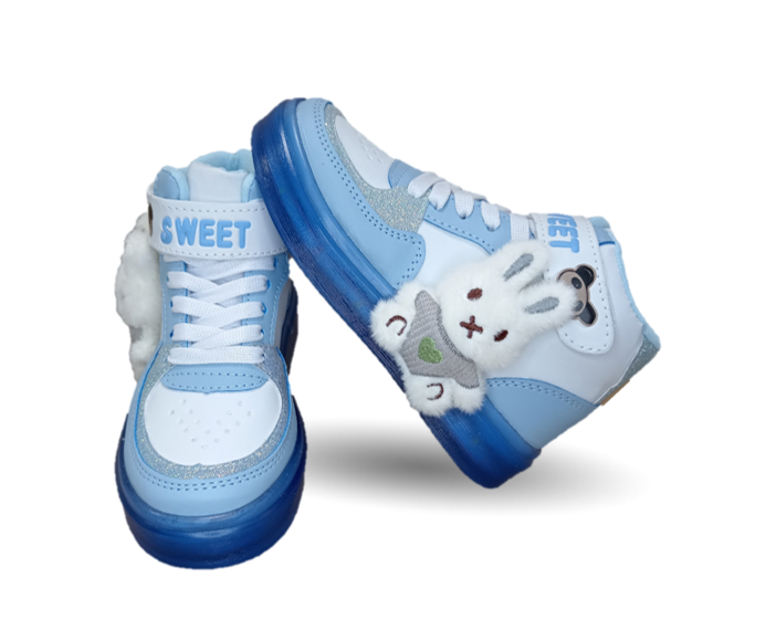 Tenis con luces leds tipo Bota con ajuste de agujetas Fridays 2800 Cielo para niña