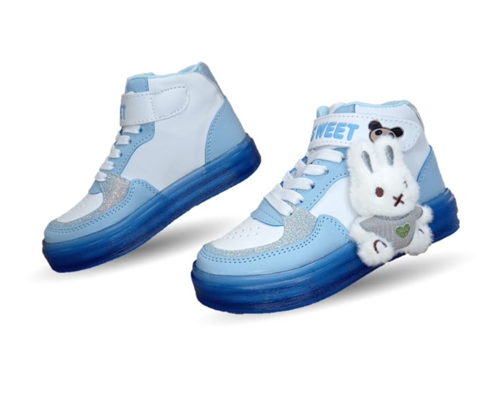 Tenis con luces leds tipo Bota con ajuste de agujetas Fridays 2800 Cielo para niña
