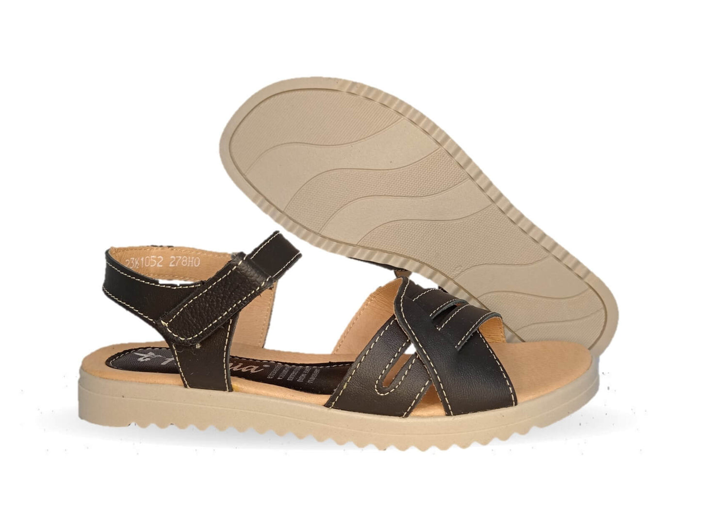 Sandalia de piel Hannia 1052 Negro para mujer