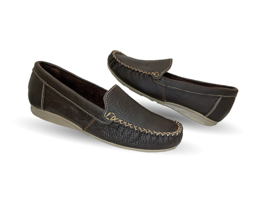 Zapato de Confort y Casual de piel Hannia 350 Café para mujer