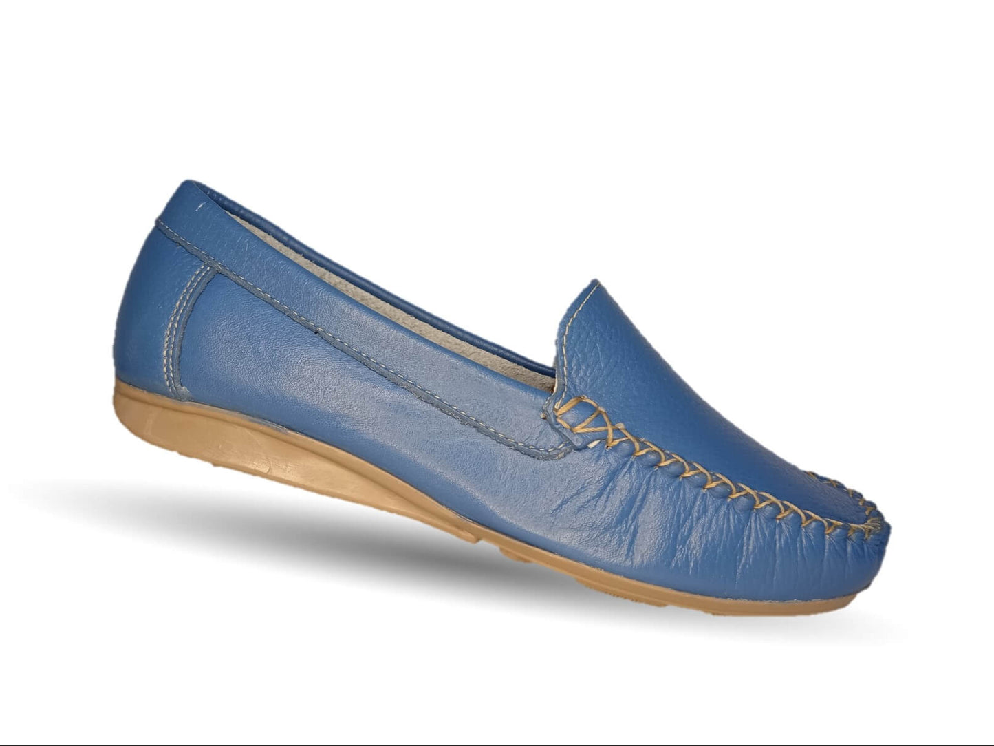 Zapato de Confort y Casual de piel Hannia 350 Mezclilla Azul para mujer