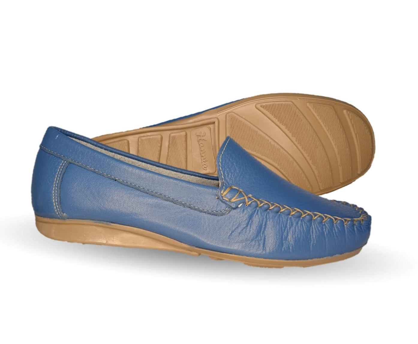 Zapato de Confort y Casual de piel Hannia 350 Mezclilla Azul para mujer