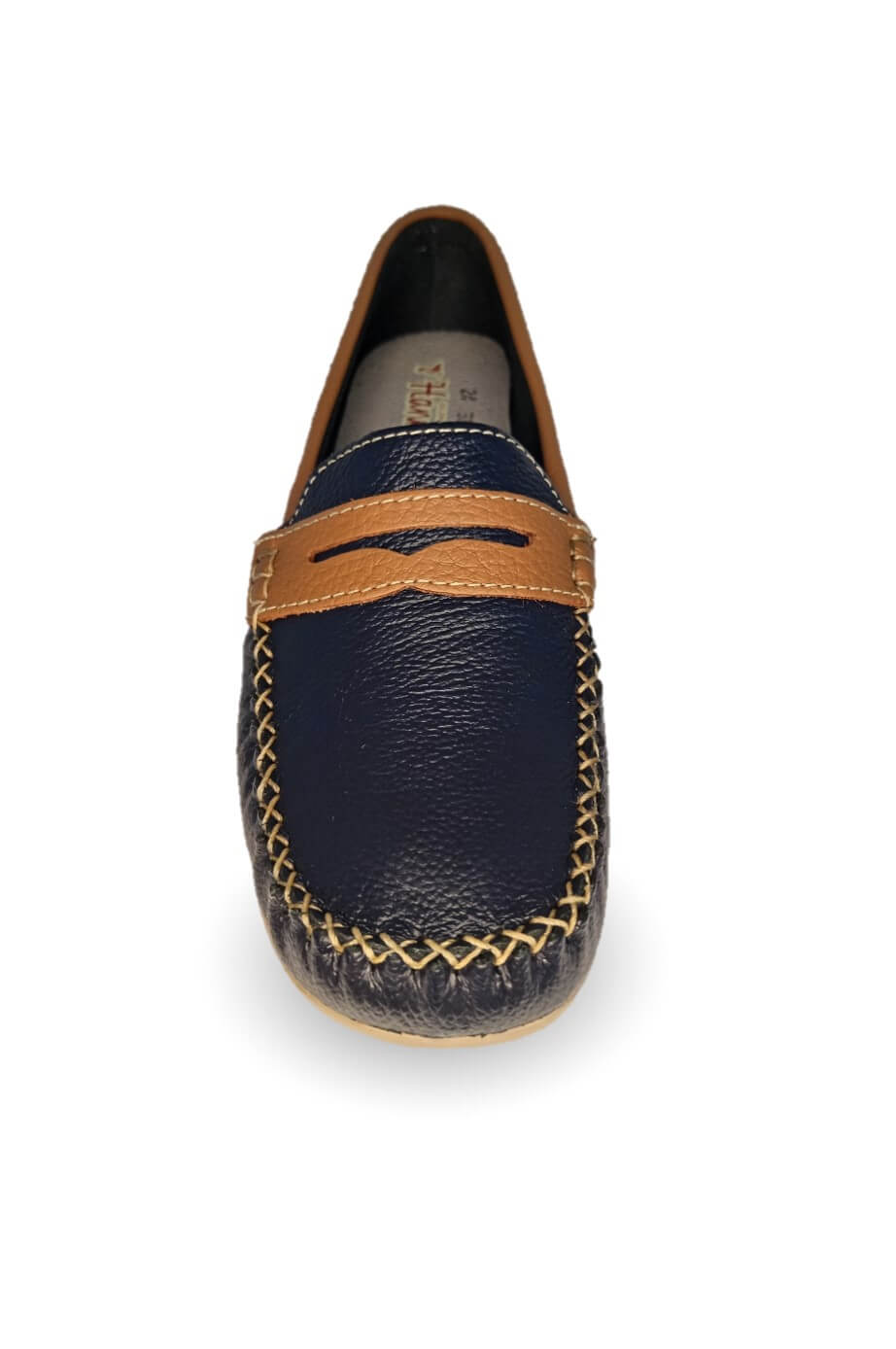 Zapato de Confort y Casual de piel Hannia 370 Marino/Miel para mujer