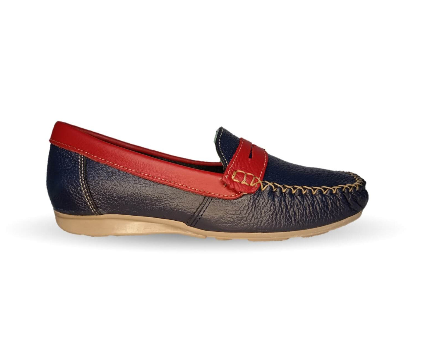 Zapato de Confort y Casual de piel Hannia 370 Marino/Rojo para mujer