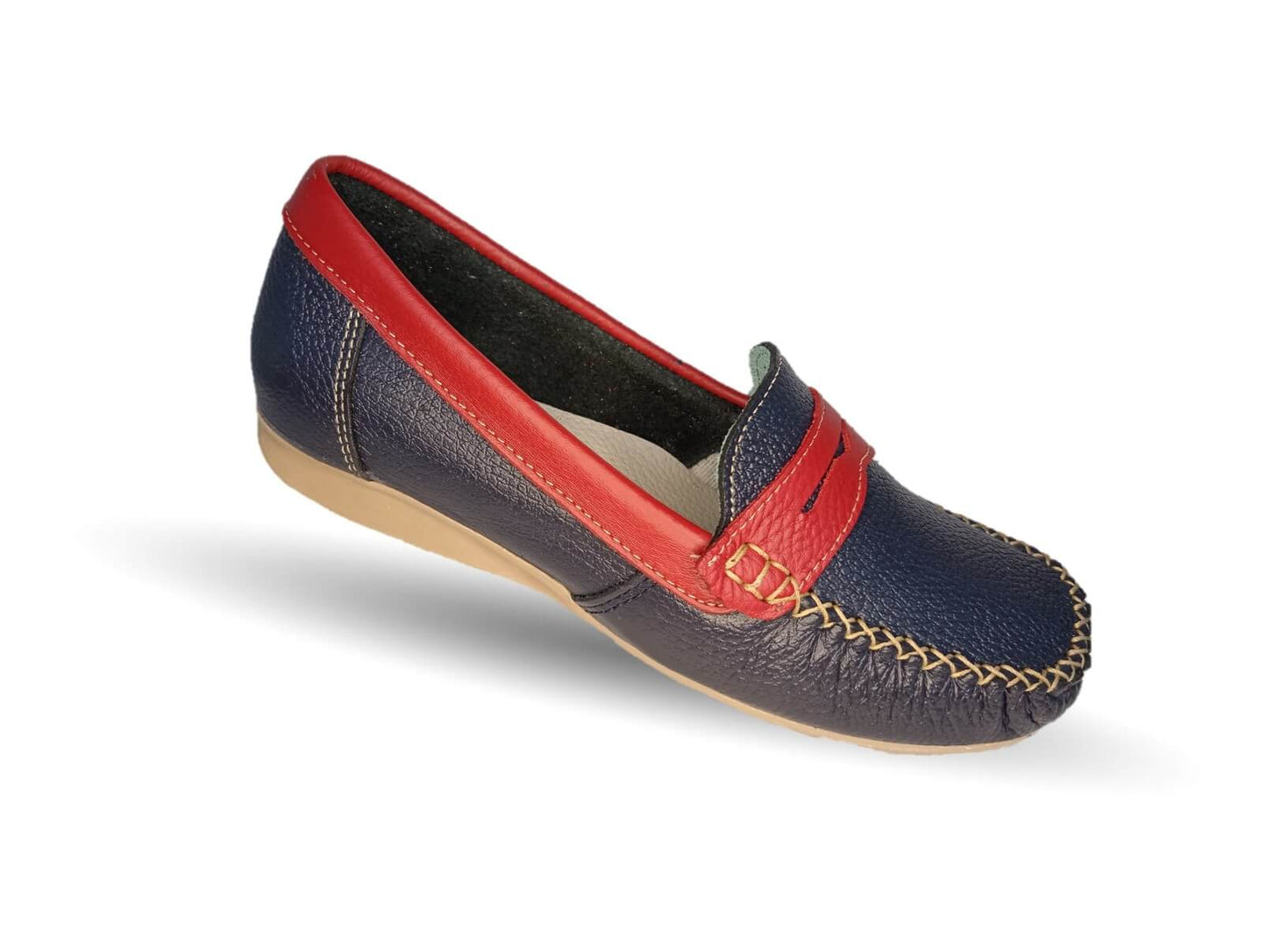 Zapato de Confort y Casual de piel Hannia 370 Marino/Rojo para mujer
