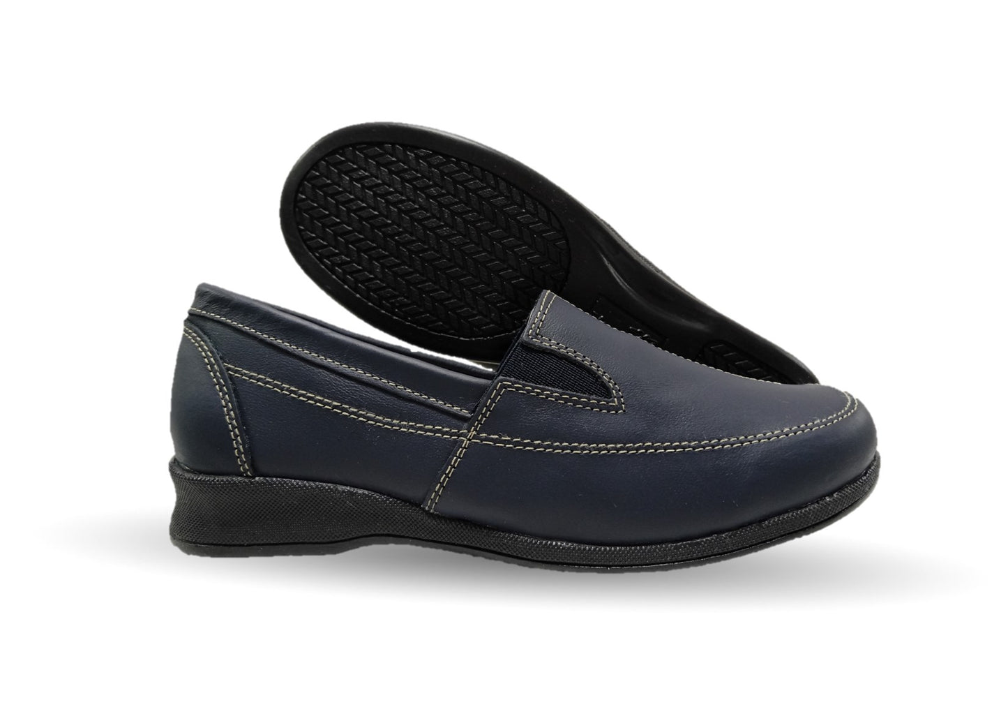 Zapato de Confort y Casual de piel Hannia 423 Azul Marino para mujer