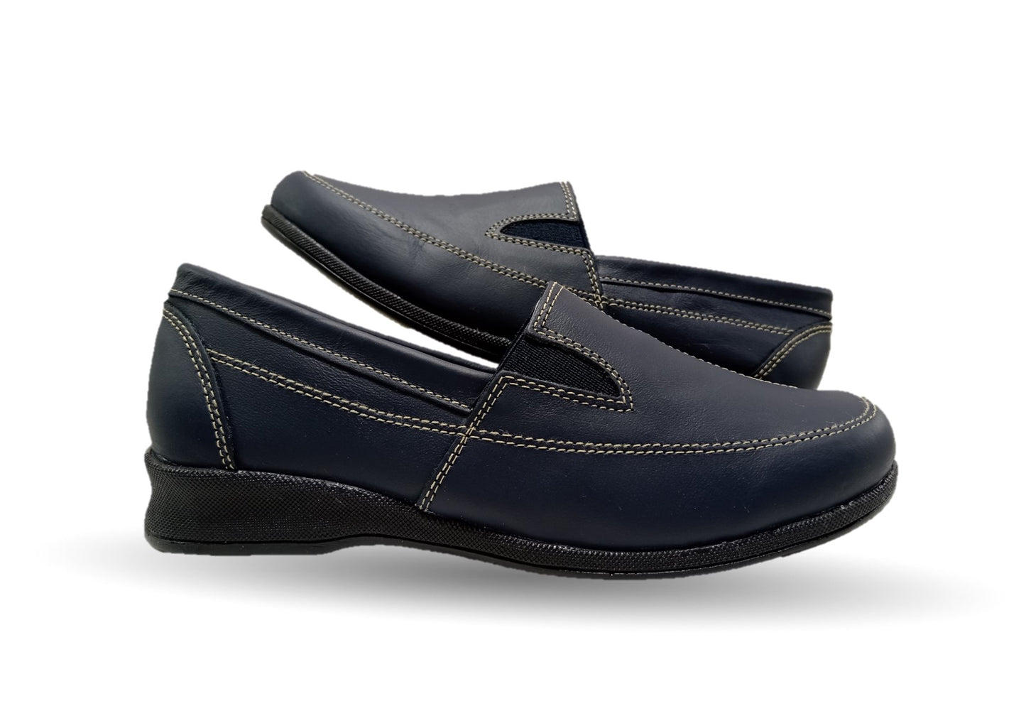 Zapato de Confort y Casual de piel Hannia 423 Azul Marino para mujer